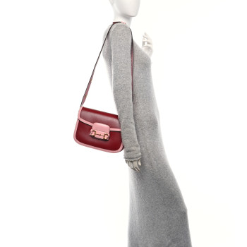 GUCCI Azalea Calfskin Horsebit 1955 Shoulder Bag New Cherry Red Wild Rose