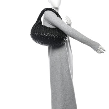 BOTTEGA VENETA Calfskin Foulard Intreccio Discovery Athene Black