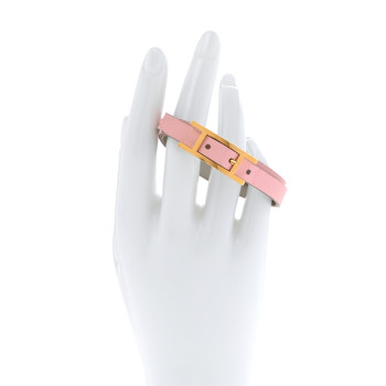 HERMES Swift Behapi Double Tour Bracelet T2  Rose Sakura Gris Perle