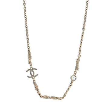 CHANEL Crystal CC Twist Short Necklace Gold