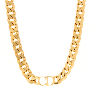 CHRISTIAN DIOR Metal Danseuse Etoile Chain Choker Necklace Gold