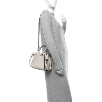 FENDI Vitello Seta Suede FF Mini Peekaboo Iconic Satchel Uovo Sigaro Marrone