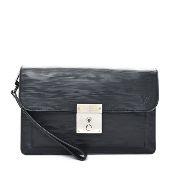LOUIS VUITTON Epi Pochette Sellier Dragonne Clutch Black