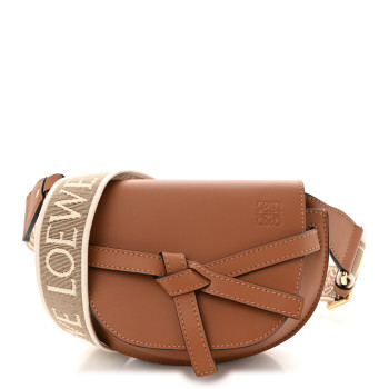 LOEWE Calfskin Jacquard Mini Gate Dual Bag Tan