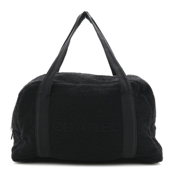 CHANEL Terry Cotton CC Beach Duffel Towel Set Black