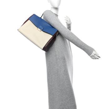 VALENTINO GARAVANI Calfskin Colorblock Mime Single Handle Bag Ruby Marine