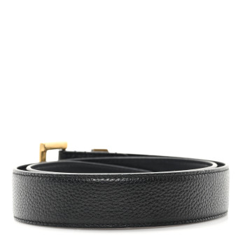 SAINT LAURENT Goatskin Monogram Cassandre Square Buckle Belt 70 28 Black