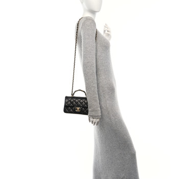 CHANEL Caviar Quilted Mini Handy CC Flap Black