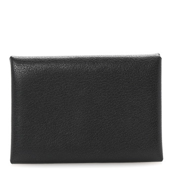 HERMES Chevre Mysore Calvi Duo Card Case Black