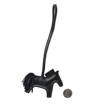 HERMES Milo Lambskin Grigri Rodeo Horse Bag Charm PM So Black