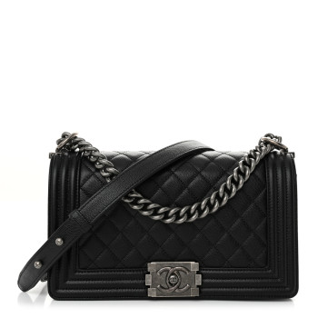 CHANEL Caviar Quilted Medium Boy Flap Black