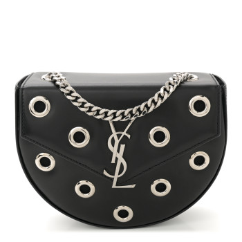 SAINT LAURENT Box Calfskin Grommet Crossbody Bag Black