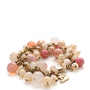 CHANEL Beaded CC Multi Strand Bracelet Gold Multicolor