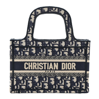 CHRISTIAN DIOR Oblique Mini Book Tote Blue Multicolor
