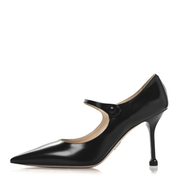 PRADA Spazzolato Mary Jane Pumps 39.5 Black