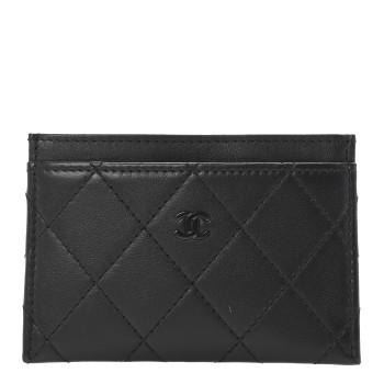CHANEL Calfskin Quilted Card Holder So Black
