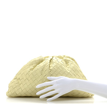 BOTTEGA VENETA Nappa Maxi Intrecciato The Pouch Oversized Clutch Ice Cream