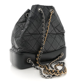 CHANEL Aged Calfskin Quilted Small Gabrielle Backpack Black