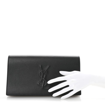 SAINT LAURENT Goatskin Monogram Large Belle De Jour Clutch Black