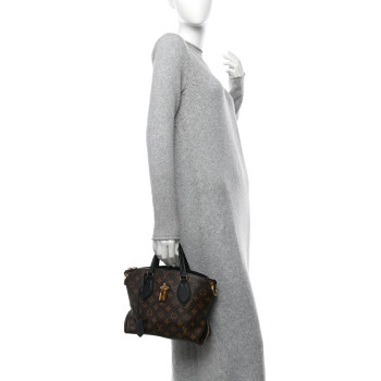 LOUIS VUITTON Monogram Flower Zipped Tote PM Black