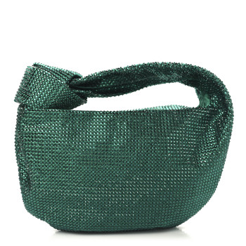 BOTTEGA VENETA Crystal Embellished Satin Mini Hotfix Jodie Emerald