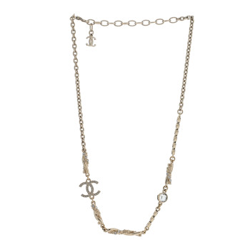 CHANEL Crystal CC Twist Short Necklace Gold