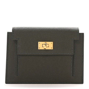 HERMES Epsom Kelly Pocket Compact Wallet Vert De Gris