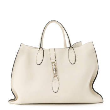 GUCCI Soft Calfskin Medium Jackie Top Handle Bag Antique White