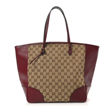 GUCCI Monogram Textured Calfskin Medium Bree Zippered Tote Beige Ebony Peonia Flower