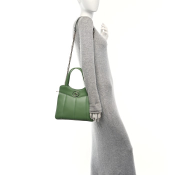 GUCCI Senna Calfskin Petite GG Small Tote Bag Light Green