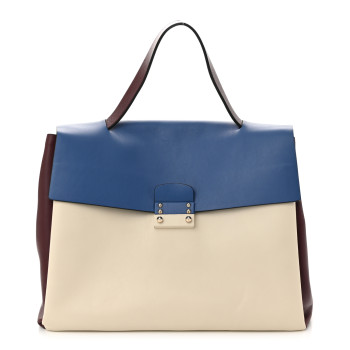VALENTINO GARAVANI Calfskin Colorblock Mime Single Handle Bag Ruby Marine