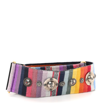 CHRISTIAN DIOR Canvas Embroidered Studded Rainbow Shoulder Strap