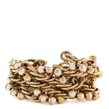 CHRISTIAN DIOR Metal Pearl Multi Strand Bracelet