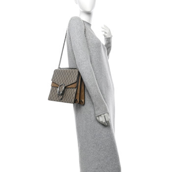 GUCCI GG Supreme Monogram Medium Dionysus Shoulder Bag Taupe
