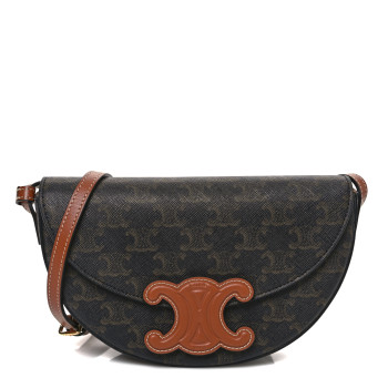 CELINE Calfskin Triomphe Canvas Besace Tan