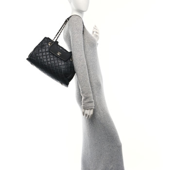 CHANEL Lambskin Quilted By 3 Shopping Tote Black