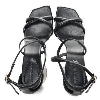 JIMMY CHOO Nappa Rheea 65 Sandals 39 Black