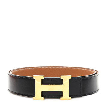 HERMES Box Togo 32mm H Belt 90 36 Black Gold