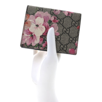 GUCCI GG Supreme Monogram Blooms Card Case Beige Multicolor Dry Rose