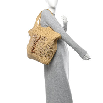 SAINT LAURENT Raffia Icare Shopping Tote Natural