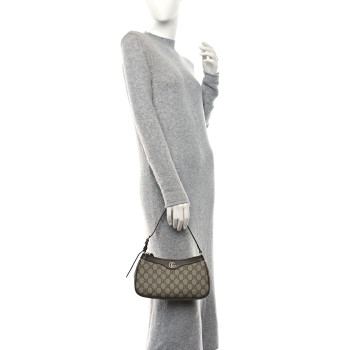 GUCCI GG Supreme Monogram Textured Dollar Calfskin Small Ophidia Hobo Beige Ebony New Acero