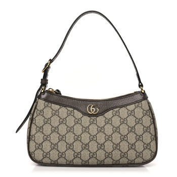 GUCCI GG Supreme Monogram Textured Dollar Calfskin Small Ophidia Hobo Beige Ebony New Acero