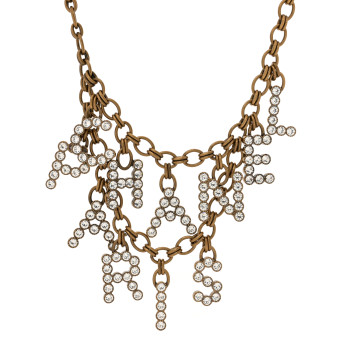 CHANEL Crystal City of Lights Letter Chain Necklace Gold