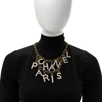 CHANEL Crystal City of Lights Letter Chain Necklace Gold