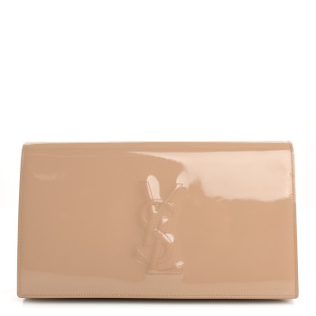 SAINT LAURENT Patent Calfskin Monogram Large Belle De Jour Clutch Chair