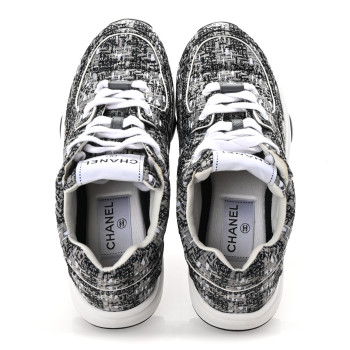 CHANEL Tweed CC Sneakers 35 Grey Black