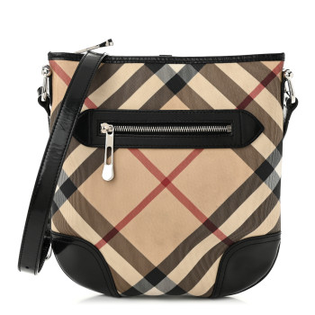 BURBERRY Patent Nova Check Dryden Crossbody Bag Black