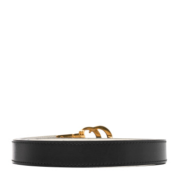 GUCCI Plutone Calfskin Double G Reversible 20mm Belt 80 32 Black Mystic White