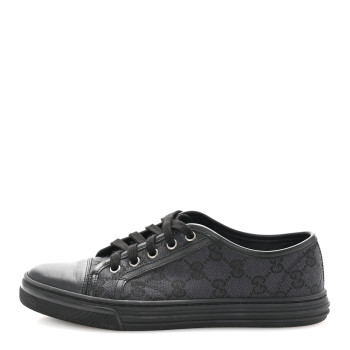 GUCCI GG Monogram Calfskin Womens Low Top Sneakers 37 Piombo Black