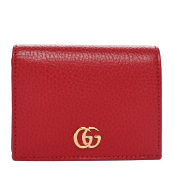 GUCCI Dollar Calfskin GG Marmont Card Case Hibiscus Red